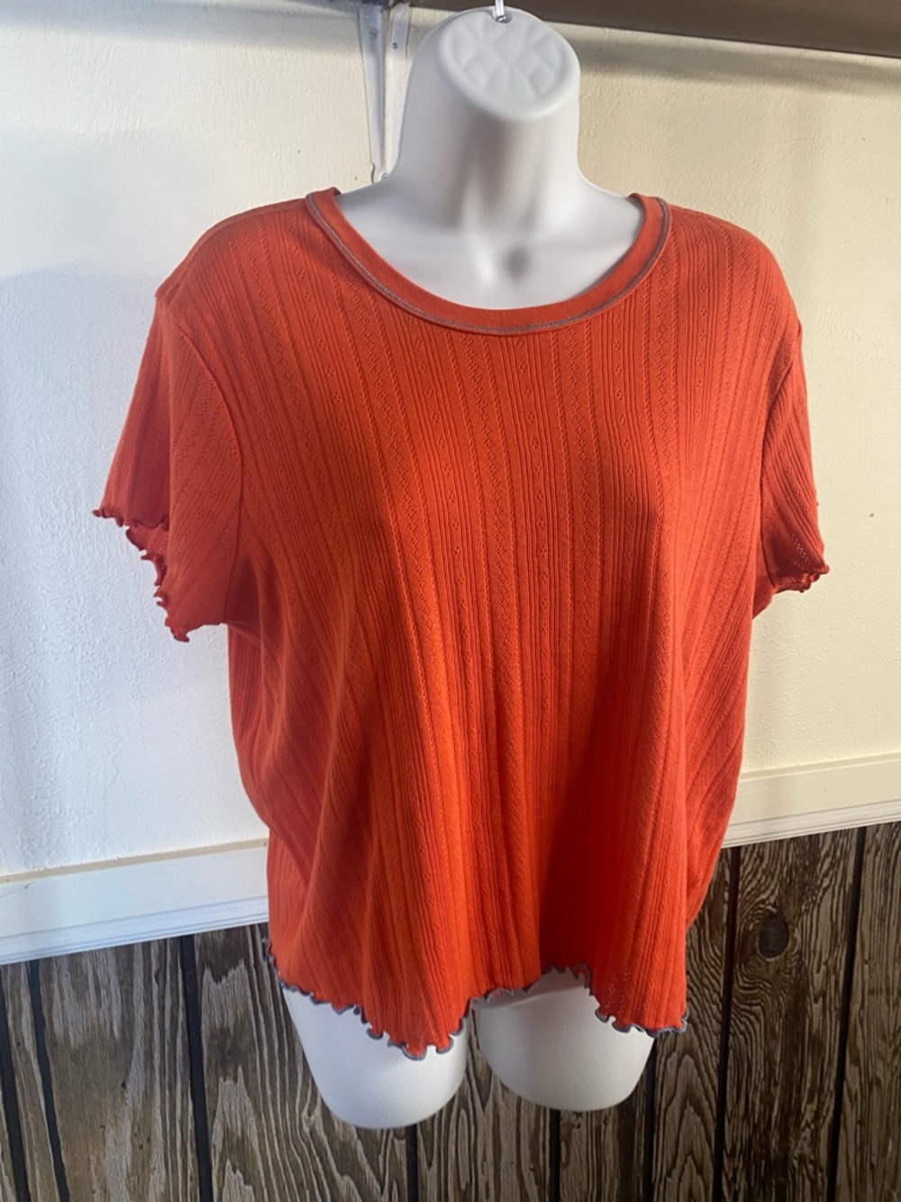 Relaxed Salmon Ribbed Short Sleeve Tee